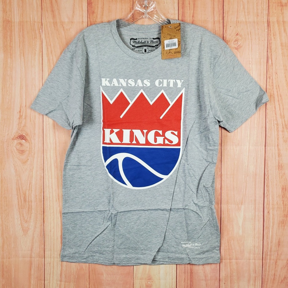 Mitchell & Ness T-Shirt Sz Medium Gray Graphic Pullover NBA Kansas City Kings